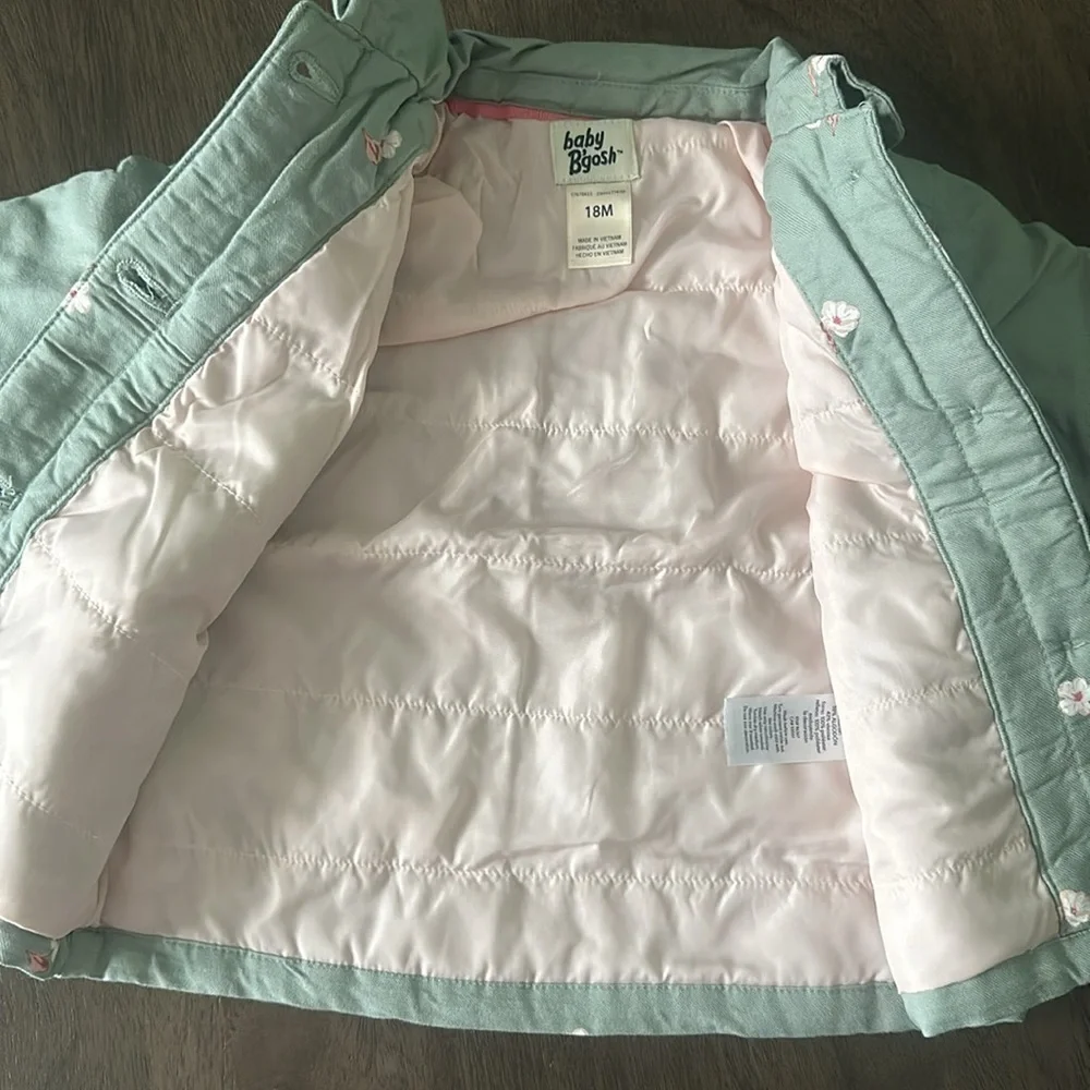NWT Baby Girl OshKosh B'gosh® Floral Twill Jacket 18 MONTHS, Olive